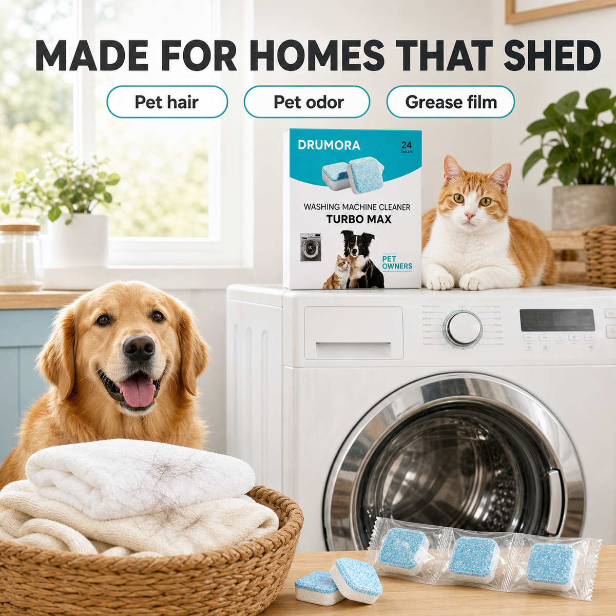 Made for homes that shed: pet hair, pet odor, grease film