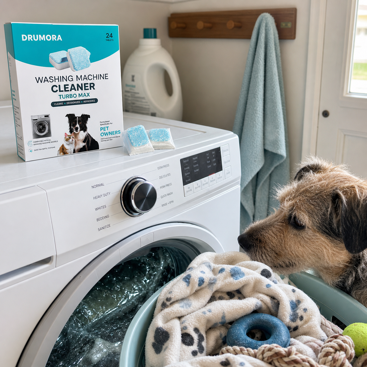 Customer laundry room photo with Drumora on the washer
